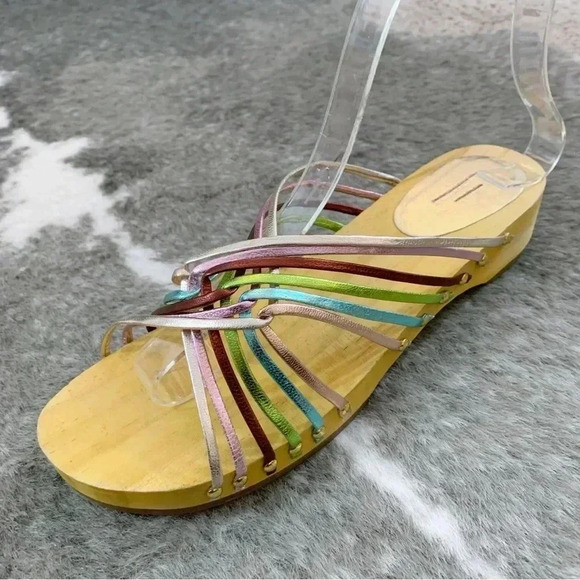 UO Rainbow Leather Strappy Slide Sandals - Picture 3 of 14